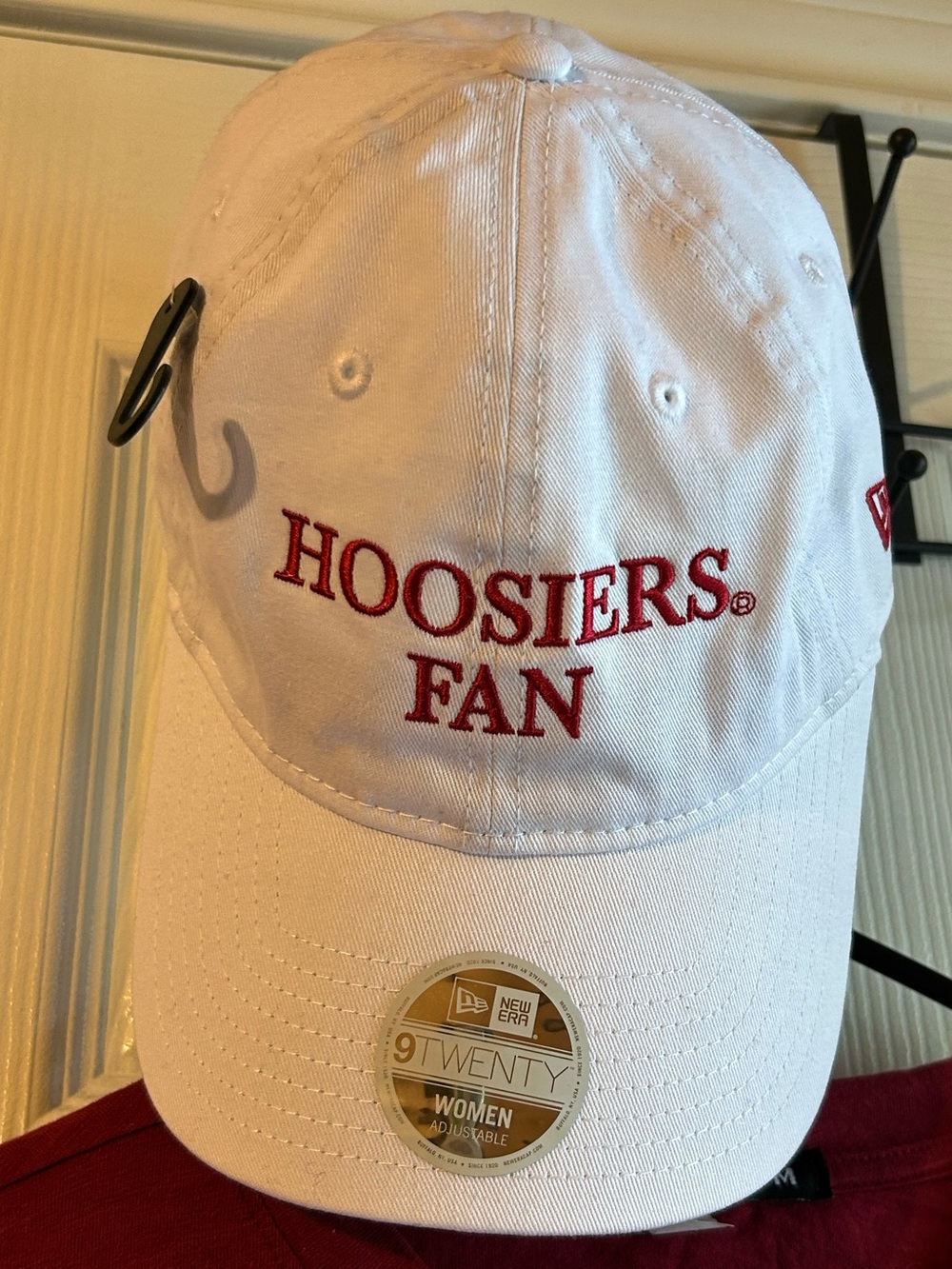 New Era White Cap with Red "HOOSIERS FAN" Embroidery